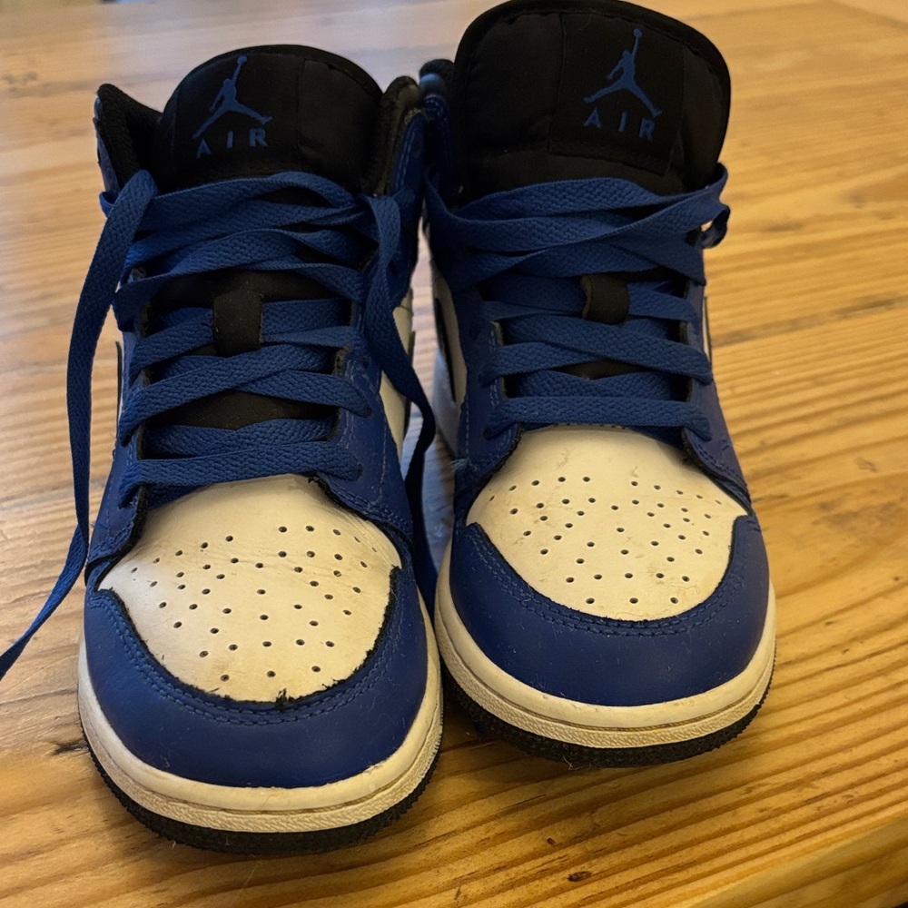 Nike Kids Air Jordan Blue and White High-Top Sneakers